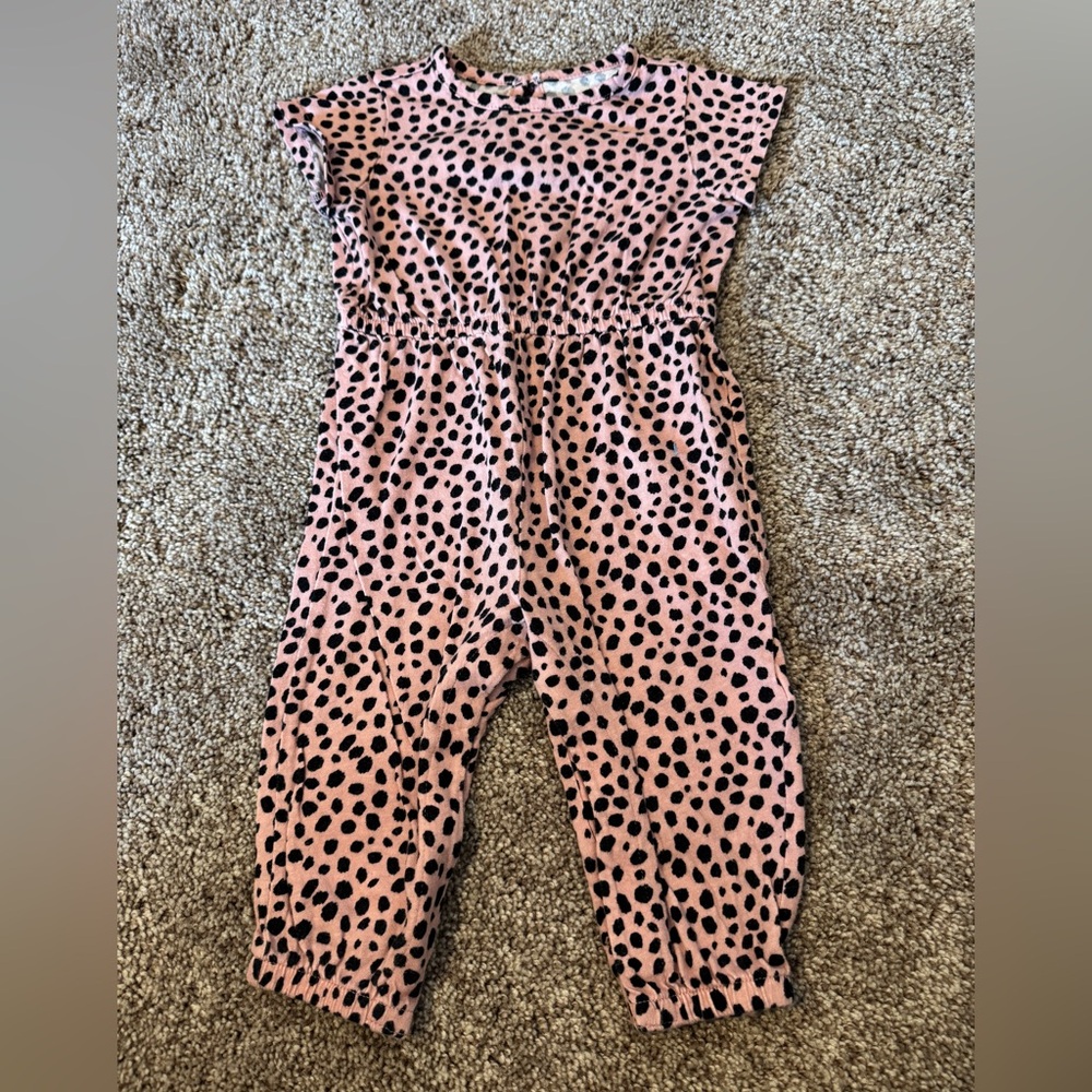 Old Navy Pink and Black Polka Dot Jumpsuit